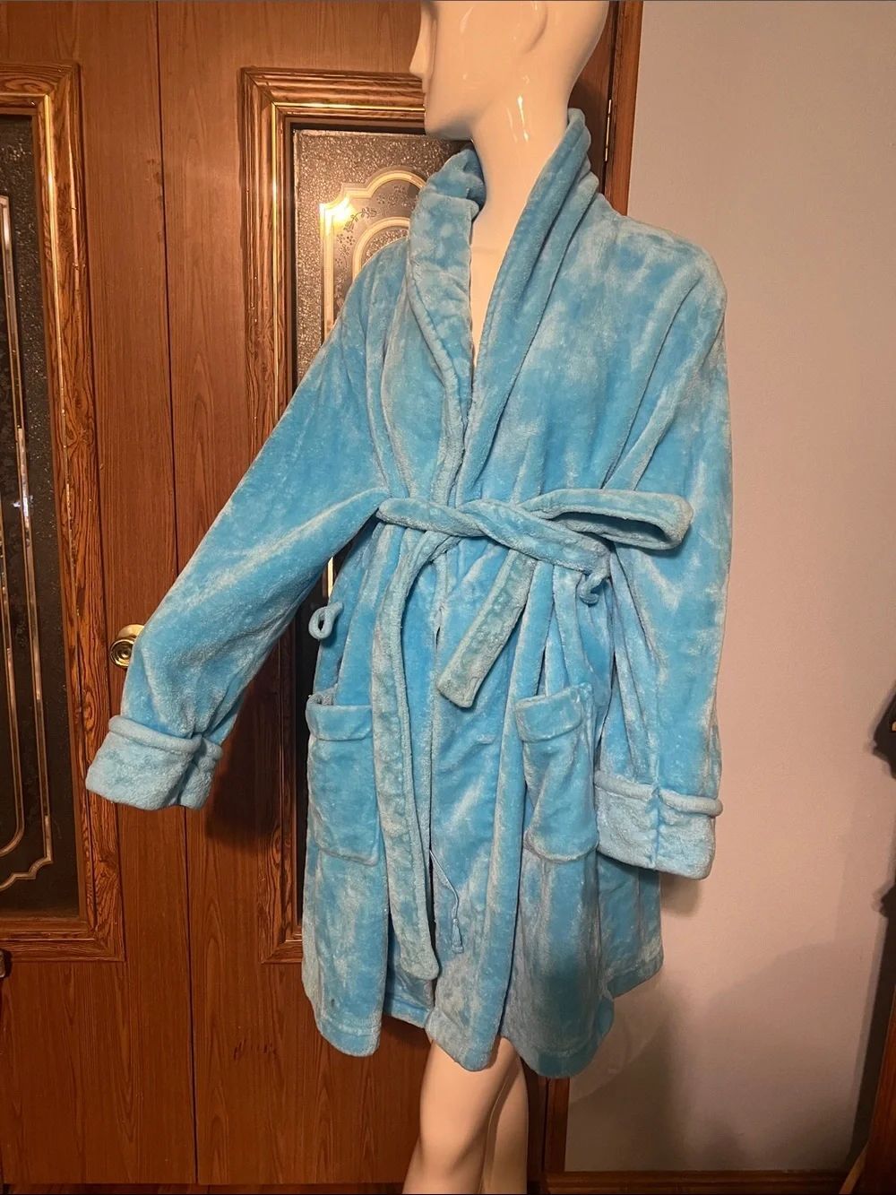 Sonoma Plush Spa Robe in Aqua Blue
